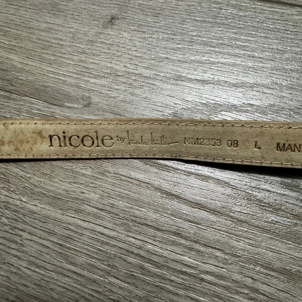 Nicole by Nicole Miller Womens Tan Snakeskin Print Skinny Belt Silver Buckle L